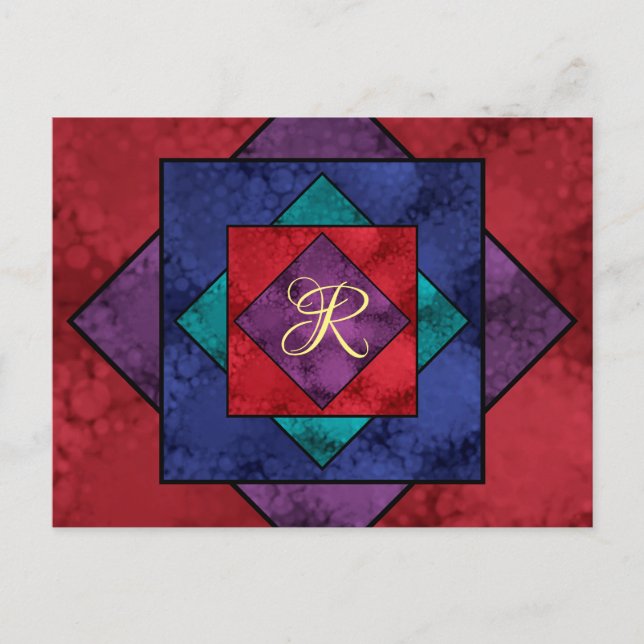 Carte Postale Monogramme Carré de surface (Devant)