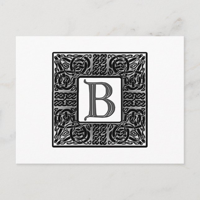 Carte Postale Monogramme Celtique "B" argenté (Devant)