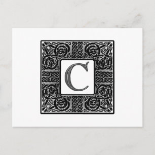 Carte Postale Monogramme Celtique "C" argenté
