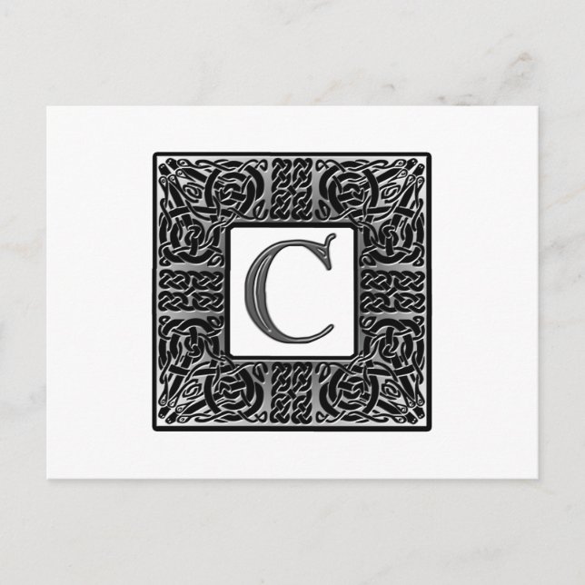 Carte Postale Monogramme Celtique "C" argenté (Devant)