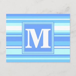 Carte Postale Monogramme ciel bandes bleues