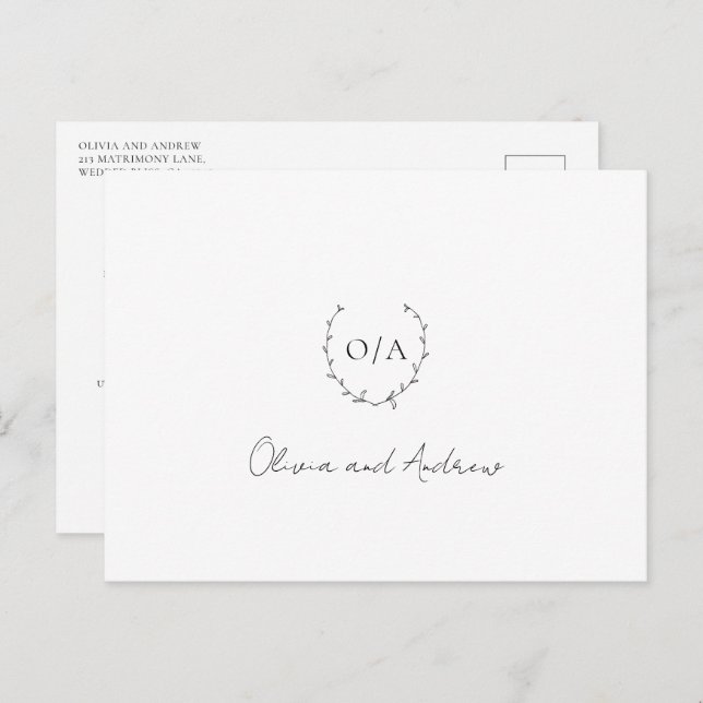 Carte Postale Monogramme Cimetière de couronne Élégant Merci de  (Devant / Derrière)