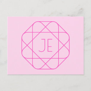 Carte Postale Monogramme Cool, Style de Logo Hip Rose & Magent