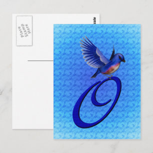 Carte Postale Monogramme de Bluebird Initial O Élégant