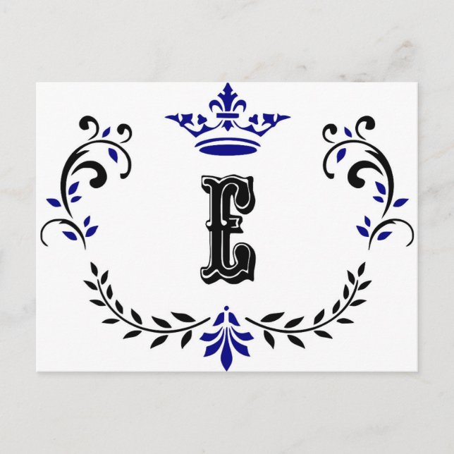 Carte Postale Monogramme de couronne 'E' (Devant)