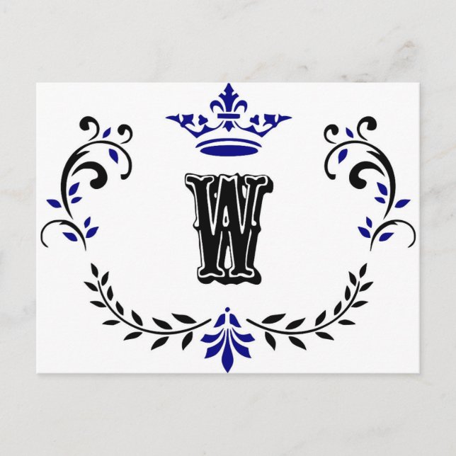 Carte Postale Monogramme de couronne 'W' (Devant)