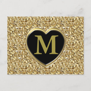 Carte Postale Monogramme de cristal Druzy - or métallique