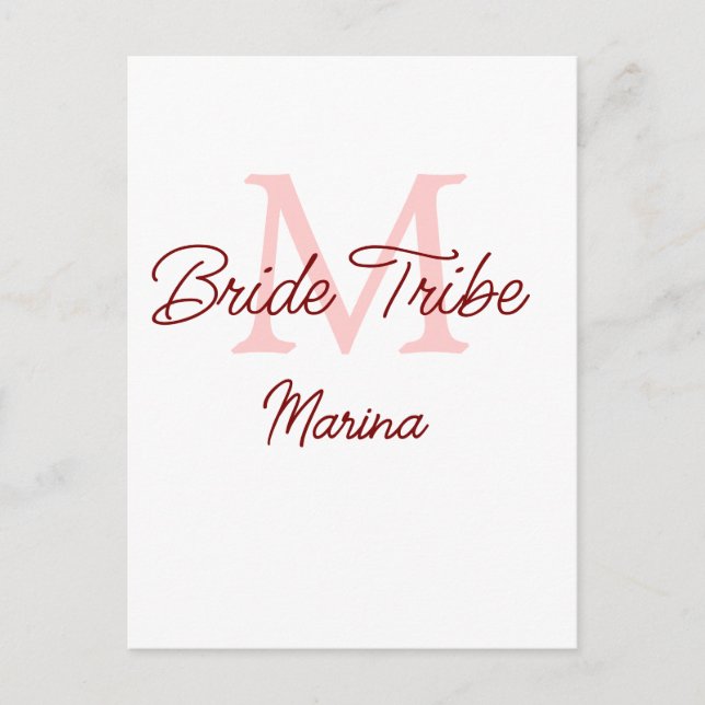 Carte Postale Monogramme de la tribu de la mariée simple mini-ro (Devant)