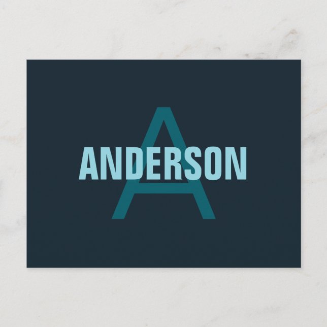 Carte Postale Monogramme de nom personnalisable simple en gras (Devant)