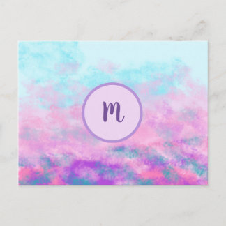 Carte Postale Monogramme de nuages roses mignons