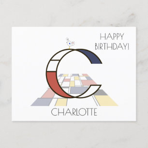 Carte Postale Monogramme de style d'art moderne. Lettre С