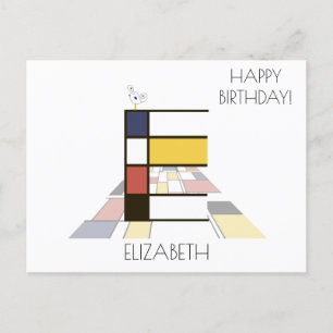 Carte Postale Monogramme de style d'art moderne. Lettre E