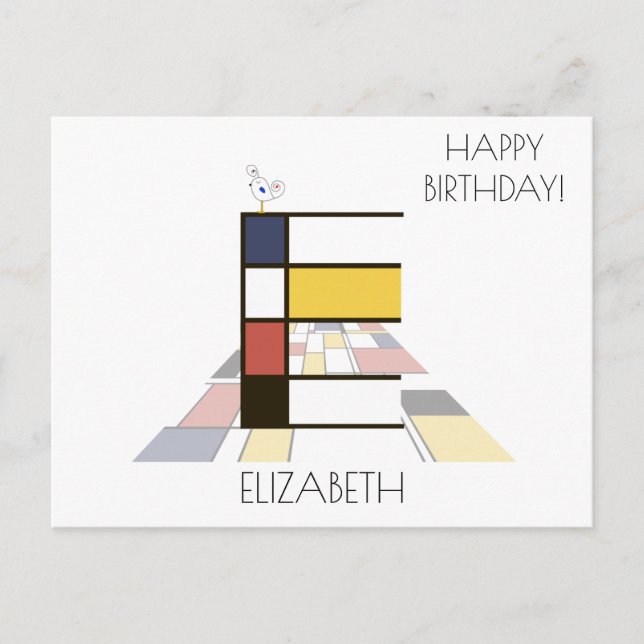 Carte Postale Monogramme de style d'art moderne. Lettre E (Devant)