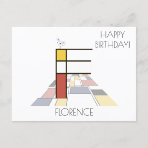 Carte Postale Monogramme de style d'art moderne. Lettre F