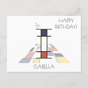 Carte Postale Monogramme de style d'art moderne. Lettre I