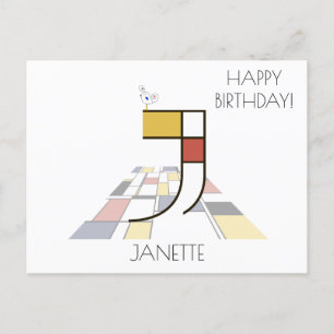Carte Postale Monogramme de style d'art moderne. Lettre J