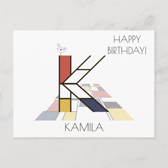 Carte Postale Monogramme de style d'art moderne. Lettre K (Devant)