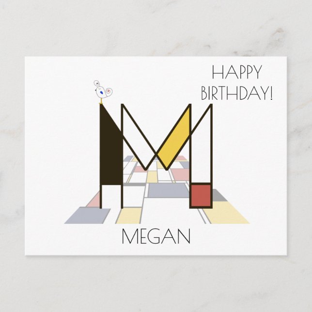 Carte Postale Monogramme de style d'art moderne. Lettre M (Devant)