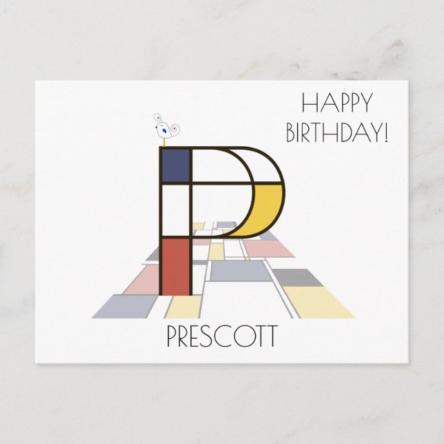 Carte Postale Monogramme de style d'art moderne. Lettre P (Devant)