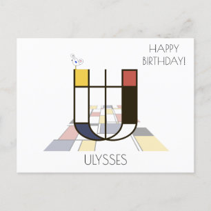Carte Postale Monogramme de style d'art moderne. Lettre U