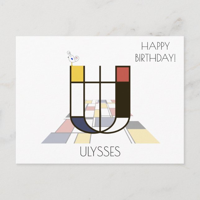 Carte Postale Monogramme de style d'art moderne. Lettre U (Devant)