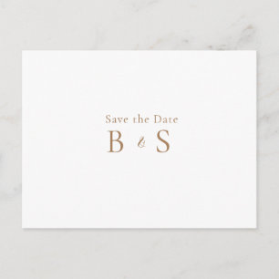 Carte Postale Monogramme d'or simple Mariage blanc Enregistrer l