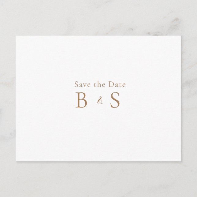 Carte Postale Monogramme d'or simple Mariage blanc Enregistrer l (Devant)