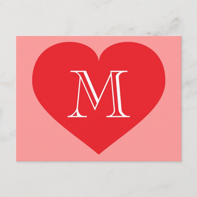 Carte Postale Monogramme du coeur rouge (Devant)