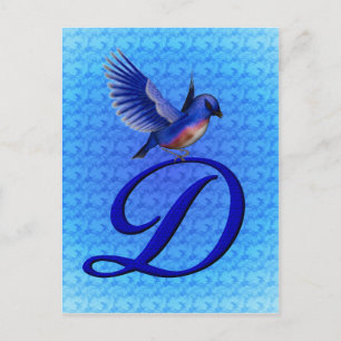 Carte Postale Monogramme élégant Bluebird Initial D