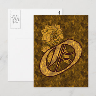 Carte Postale Monogramme Élégant Initiale O Fleur de Pivoine en