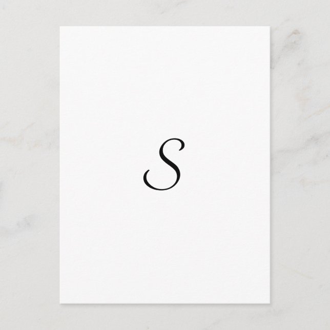 Carte Postale Monogramme élégant simple noir et blanc (Devant)