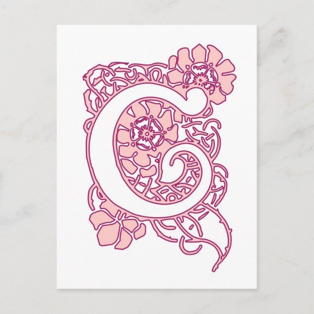 Carte Postale Monogramme floral Art nouveau C (Devant)