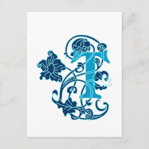 Carte Postale Monogramme floral Art Nouveau T