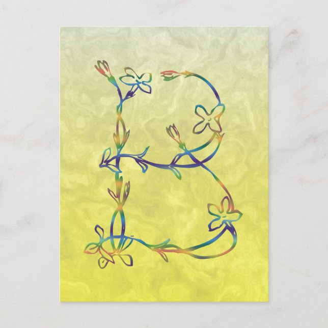 CARTE POSTALE MONOGRAMME FLORAL B (Devant)