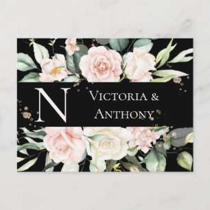 Carte Postale Monogramme Floral Black Aquarelle Enregistrer la d