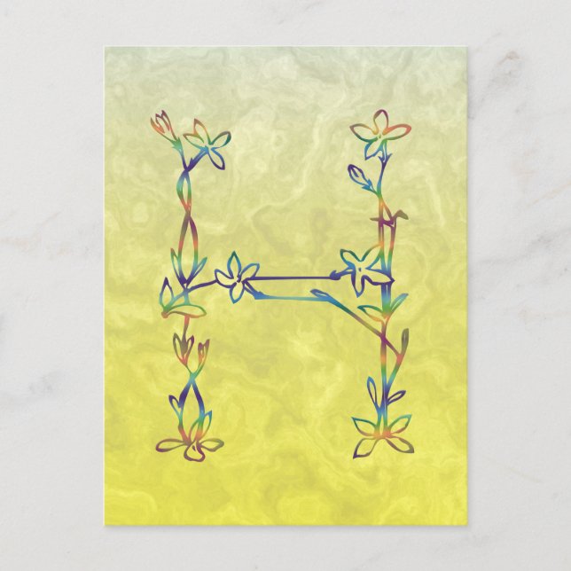 CARTE POSTALE MONOGRAMME FLORAL H (Devant)