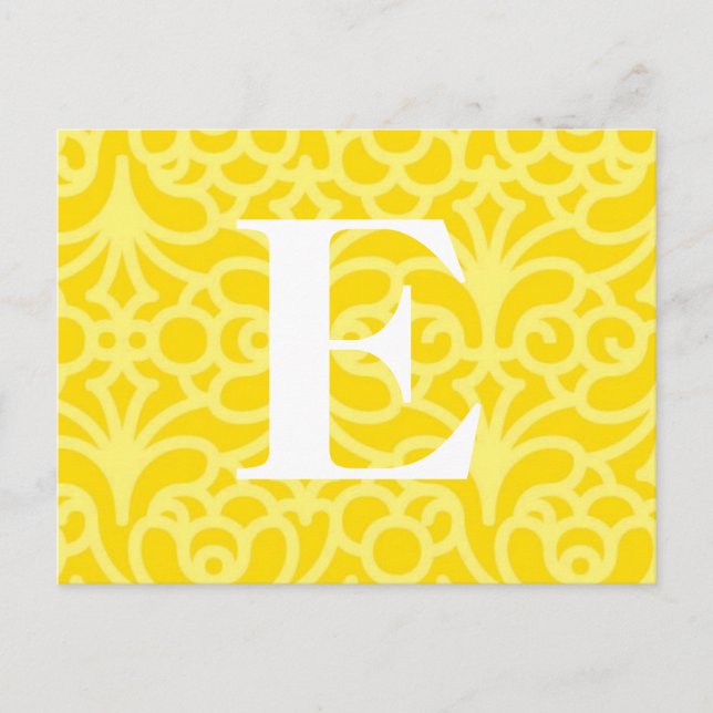 Carte Postale Monogramme floral orné - Lettre E (Devant)