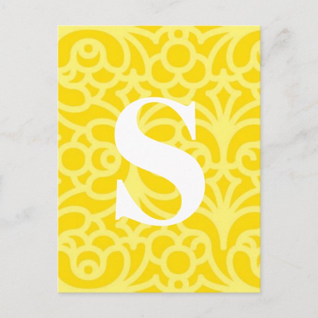 Carte Postale Monogramme floral orné - Lettre S (Devant)