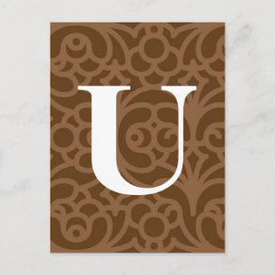 Carte Postale Monogramme floral orné - Lettre U