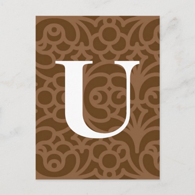Carte Postale Monogramme floral orné - Lettre U (Devant)