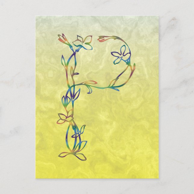 CARTE POSTALE MONOGRAMME FLORAL P (Devant)