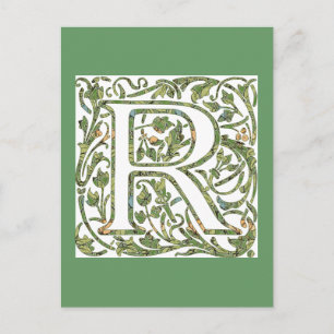 Carte Postale Monogramme Floral R