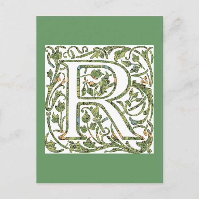 Carte Postale Monogramme Floral R (Devant)