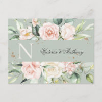 Monogramme Floral Rose Aquarelle Enregistrer la Da
