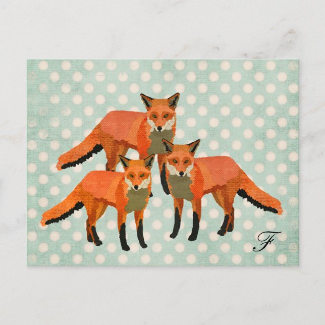 Carte postale Monogramme Foxes Ambre (Devant)