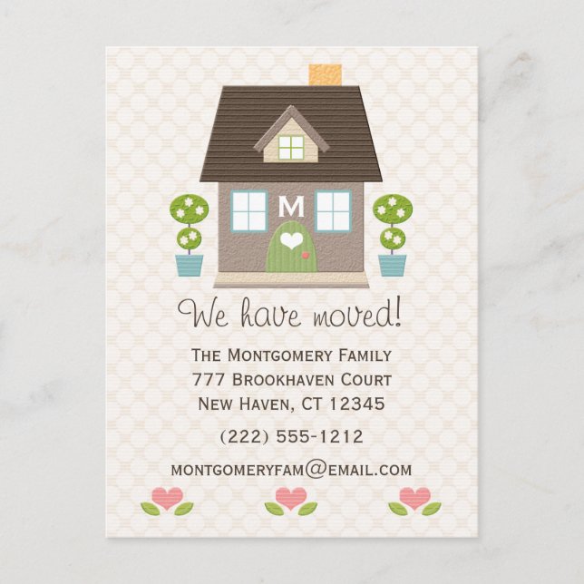 Carte postale Monogramme Home Moving Faire-part (Devant)
