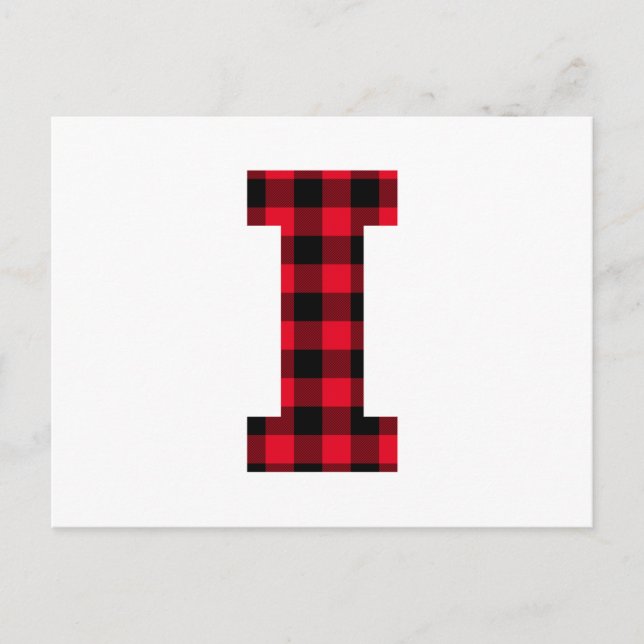Carte Postale Monogramme I en lettre gras avec plaid de buffle r (Devant)