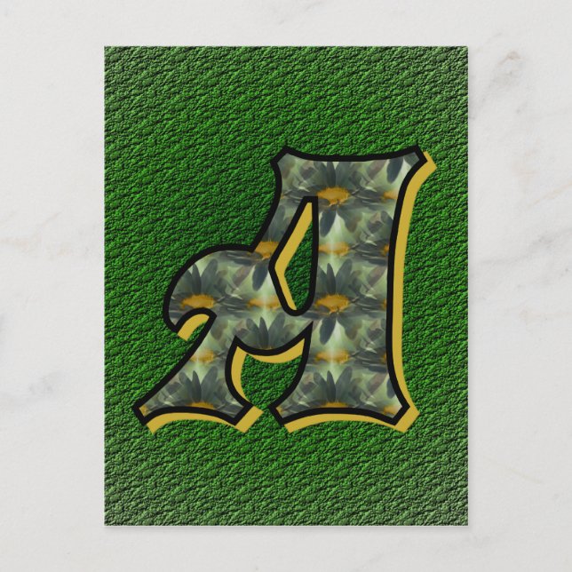 Carte Postale Monogramme Initial A Art Floral Marguerites (Devant)