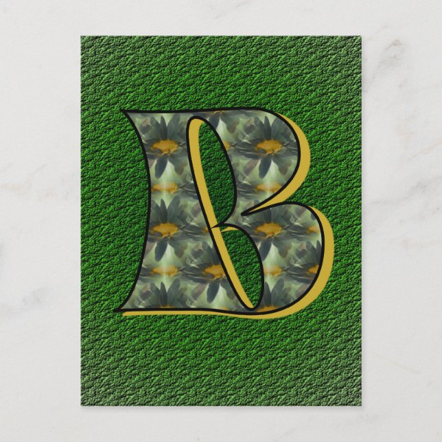 Carte Postale Monogramme Initial B Art Floral de Marguerites (Devant)