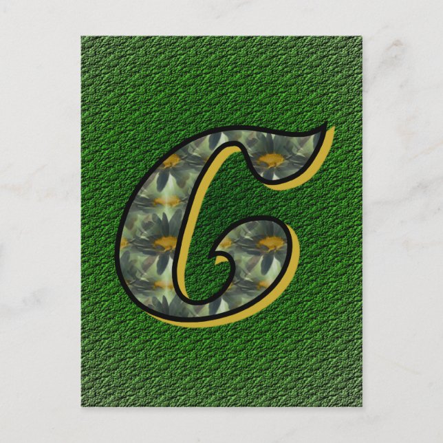 Carte Postale Monogramme Initial C Fleurs Artistiques Marguerite (Devant)